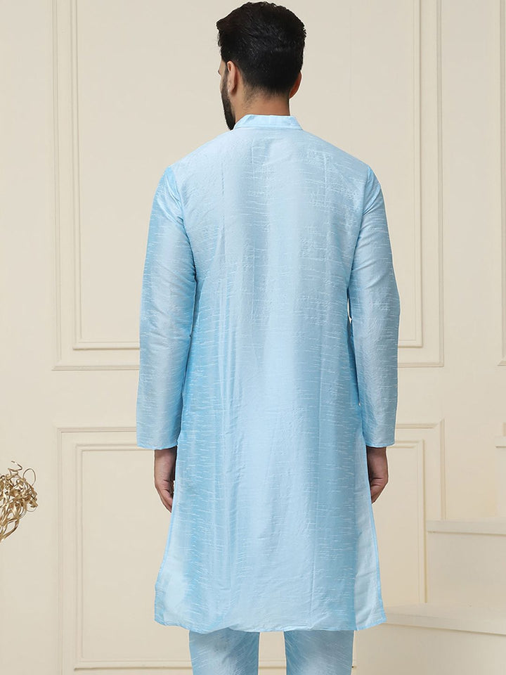 SOJANYA Men Turquoise Blue Solid Kurta Lurus