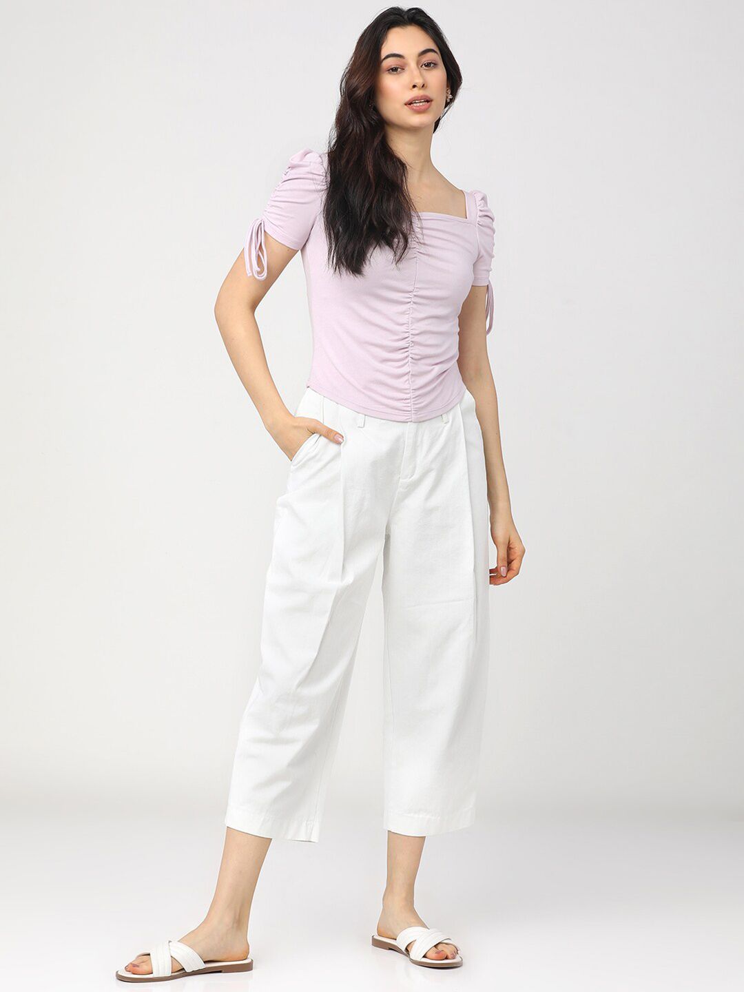 Tokyo Talkies Purple Solid Regular Top