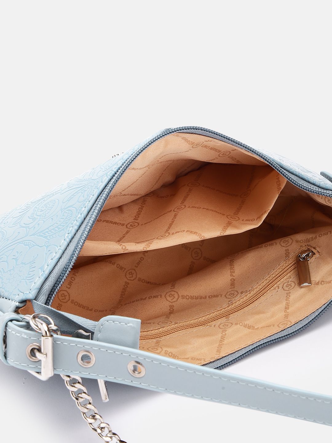 Lino Perros Floral Textured Structured Baguette Bag