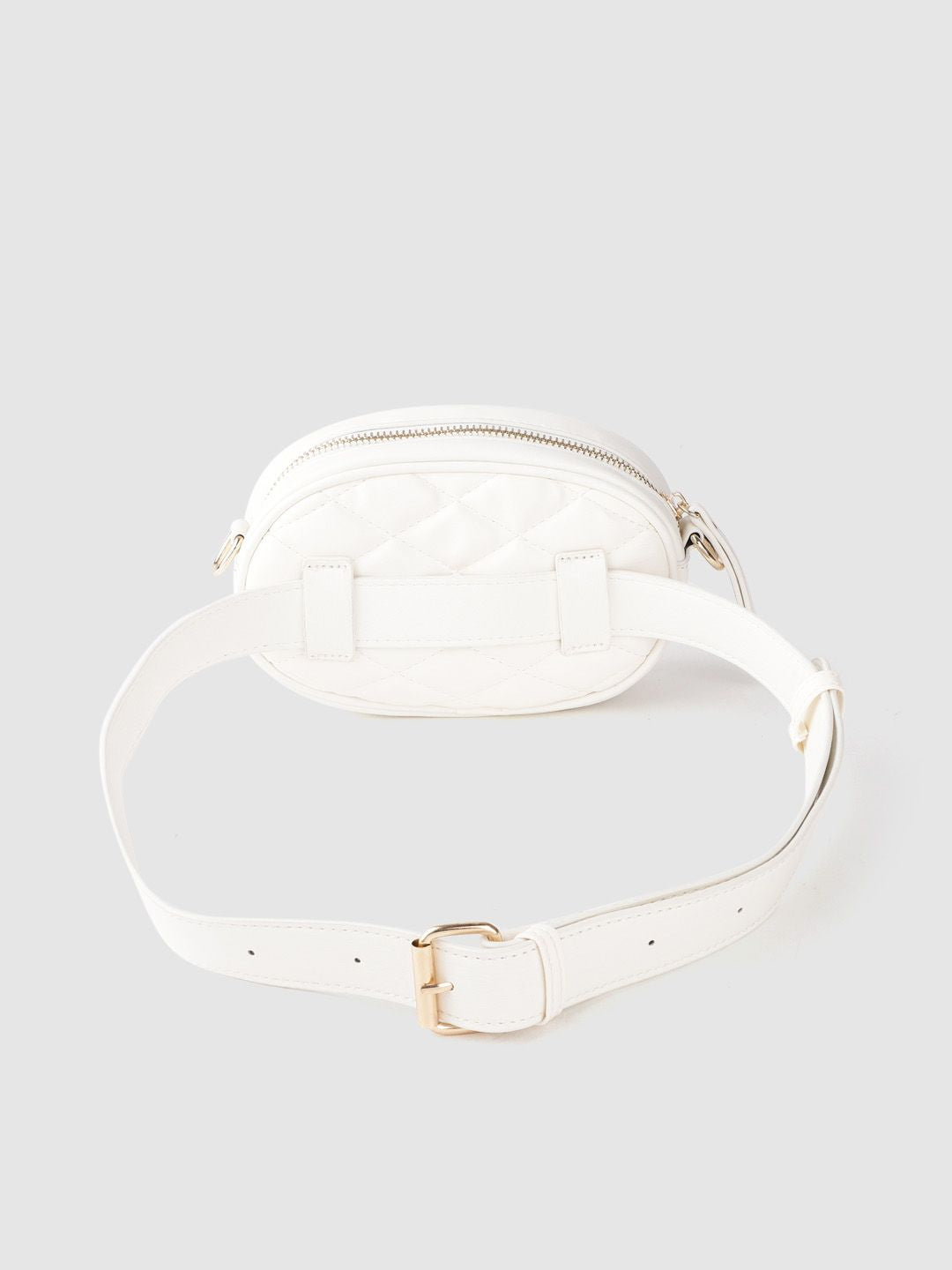 Lino Perros Women White Quilted Sling Bag Cum Fanny Pack