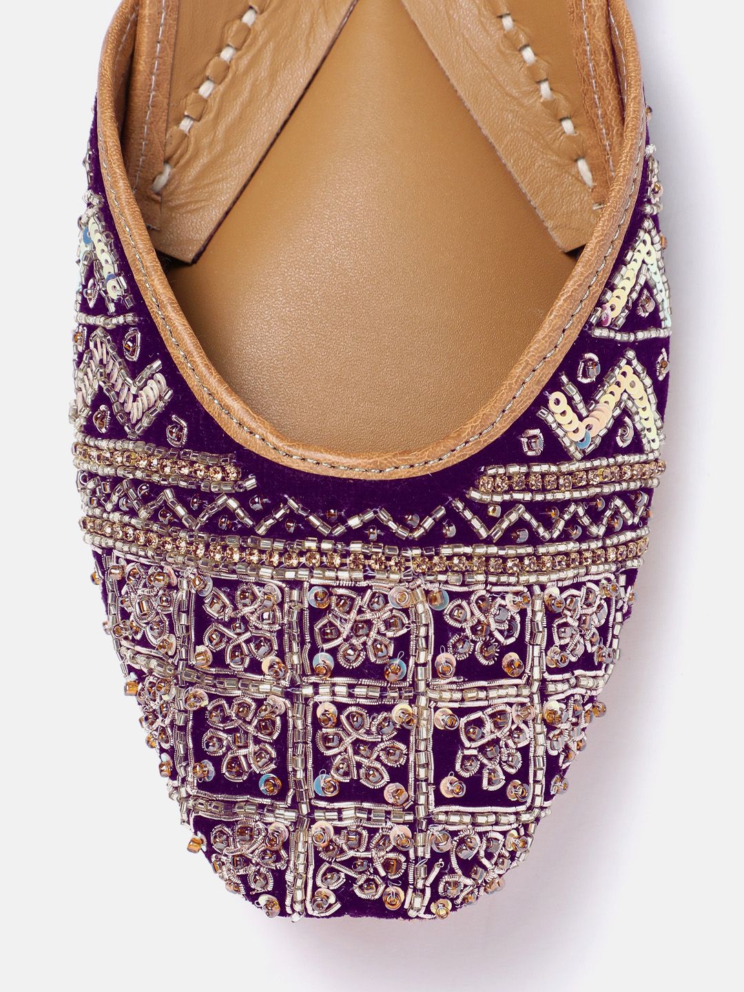 House of Pataudi Leather Embellished Ethnic Mojaris
