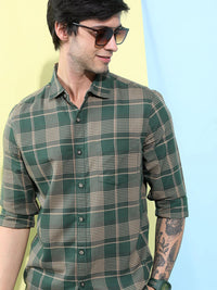 HIGHLANDER Tartan Checked Slim Fit Casual Shirt