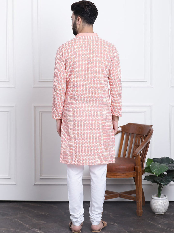 SOJANYA Floral Embroidered Regular Thread Work Pure Cotton Kurta with Churidar