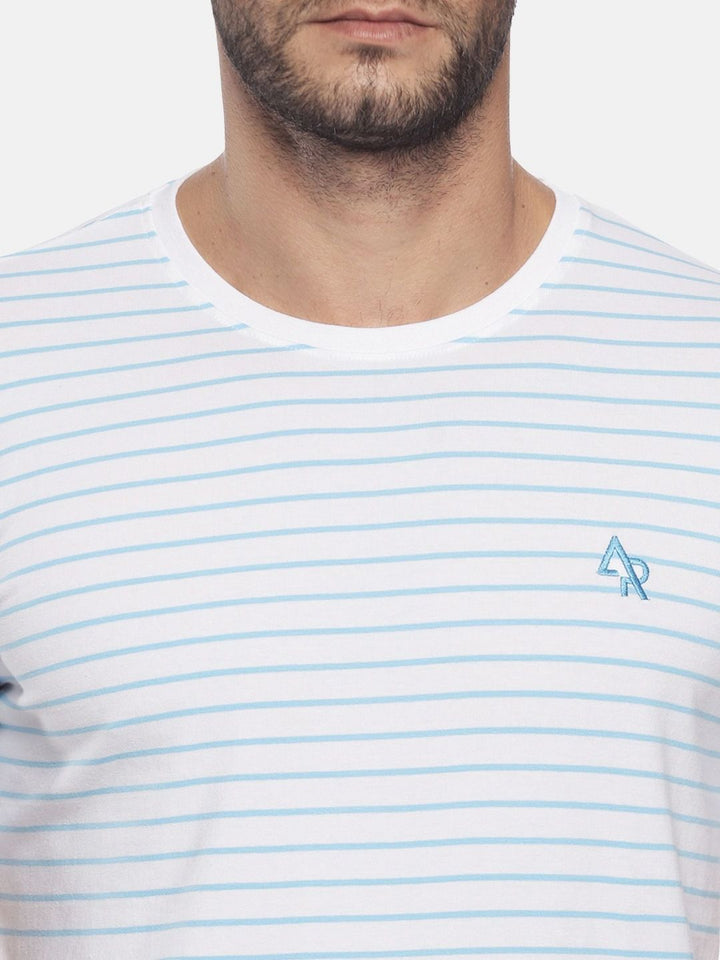 ADRO Men Striped Round Neck Cotton T-shirt
