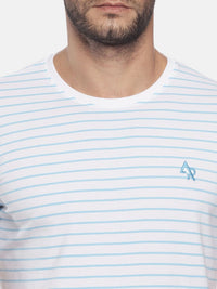 ADRO Men Striped Round Neck Cotton T-shirt