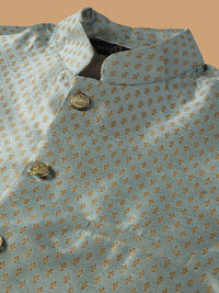 SOJANYA Geometric Embroidered Regular Kurta with Churidar & Woven Design Nehru Jacket