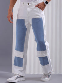 The Indian Garage Co Men Relaxed Fit Clean Look Colourblocked Cargos Jeans