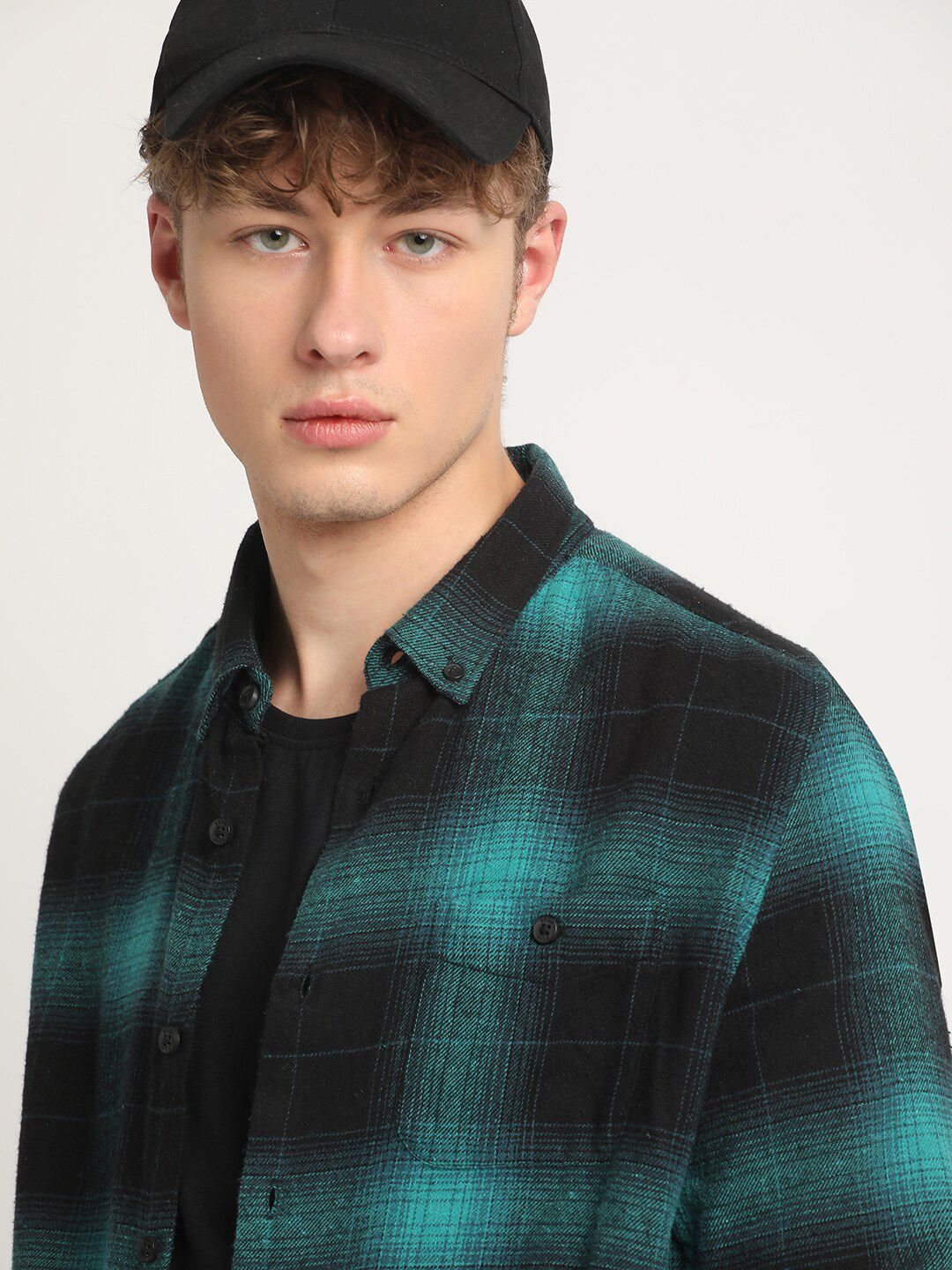 THE BEAR HOUSE Slim Fit Tartan Checked Pure Cotton Casual Shirt