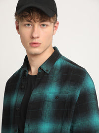 THE BEAR HOUSE Slim Fit Tartan Checked Pure Cotton Casual Shirt
