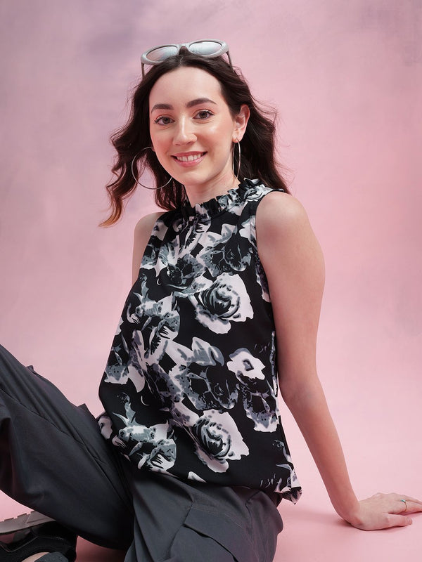 DressBerry Floral Print Ruffled Detail Top