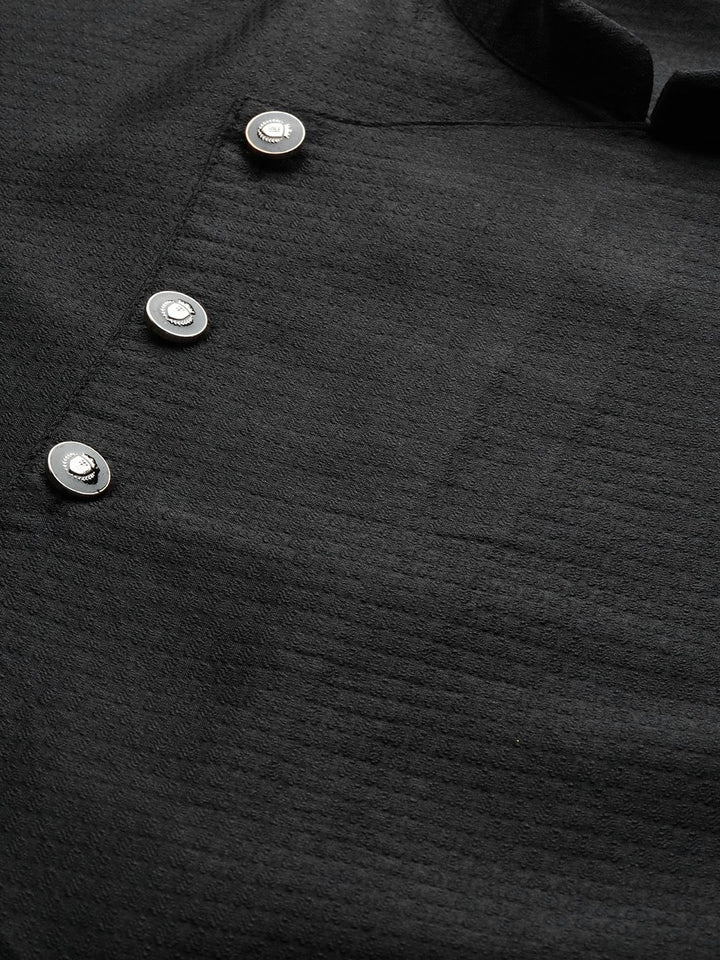 SOJANYA Men Black Woven Design Straight Kurta