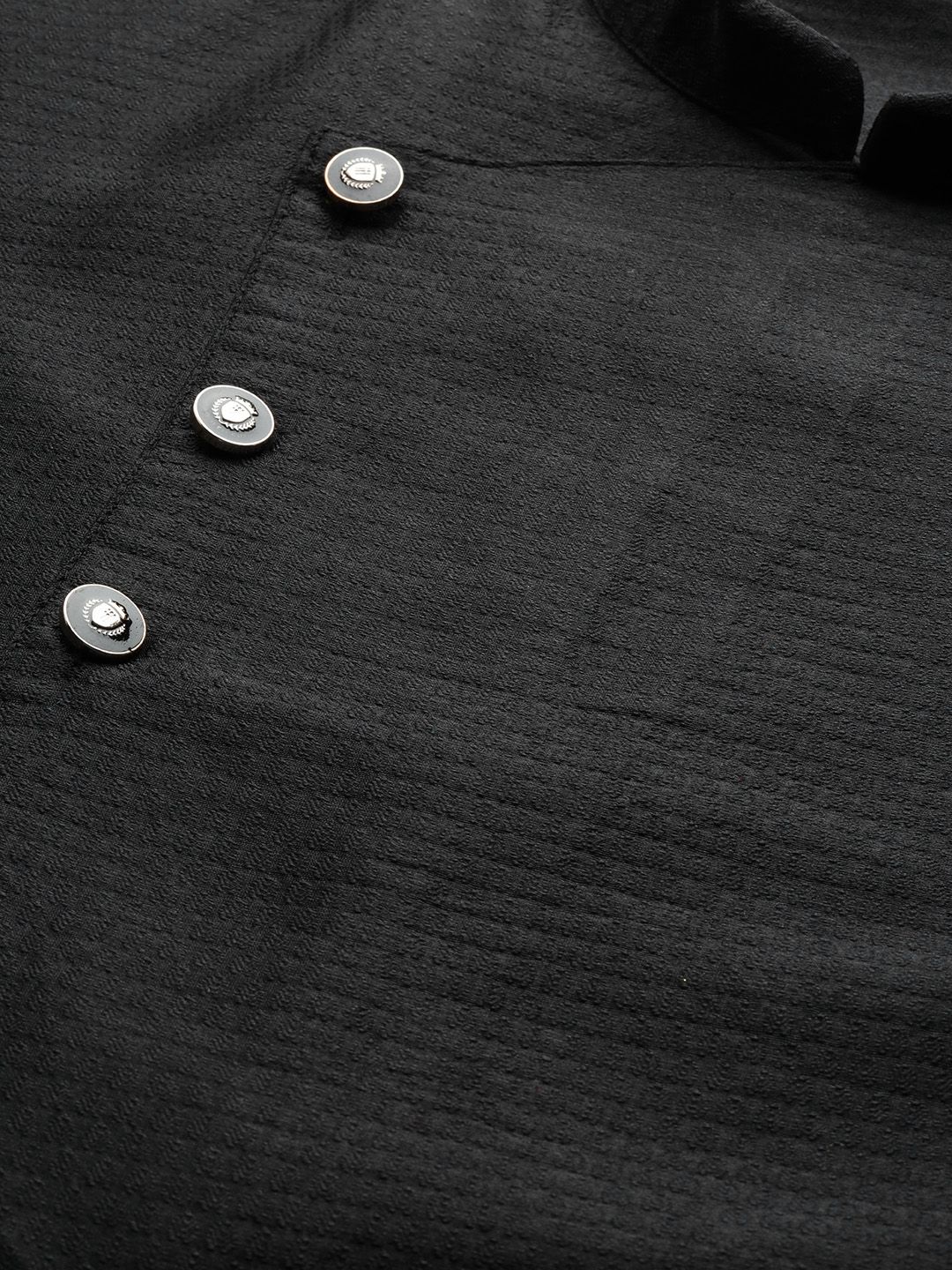 SOJANYA Men Black Woven Design Straight Kurta