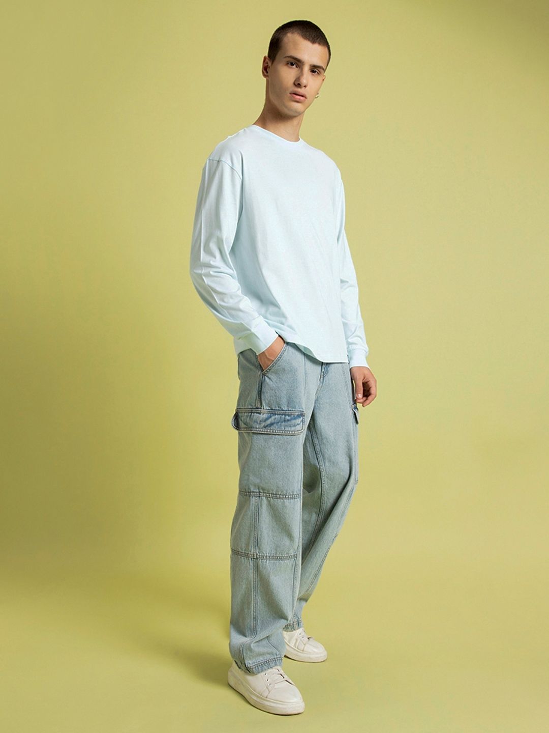 Bewakoof Drop-Shoulder Sleeves Oversized Cotton T-shirt