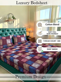 Moda Rapido X KLOTTHE Multicoloured Geometric 300 TC King Bedsheet with 2 Pillow Covers