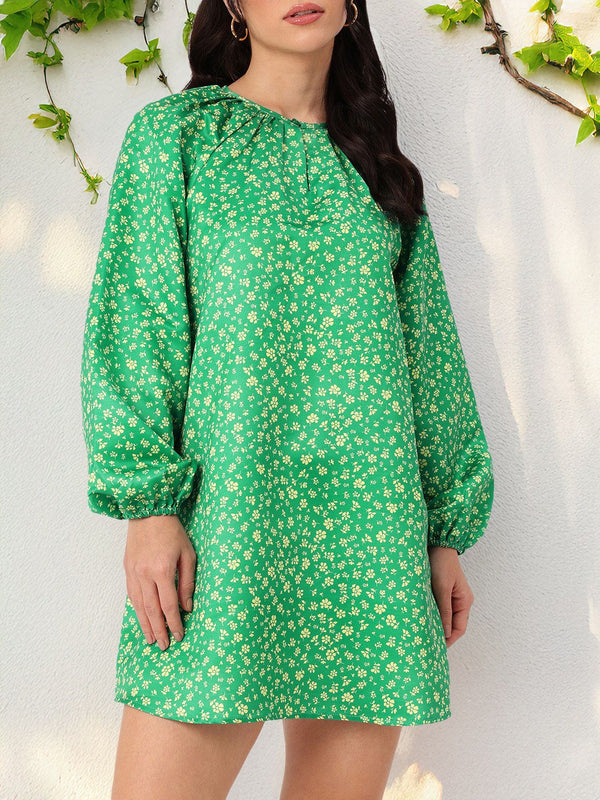 DressBerry Girlish Bloom Printed Gathered A-Line Mini Dress