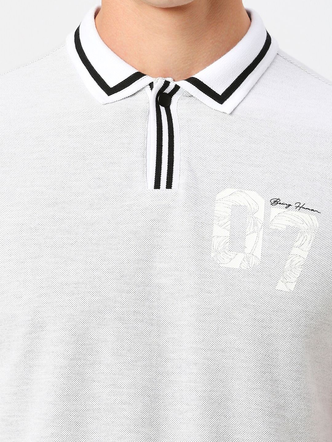 Being Human Typography Printed Polo Collar Short Sleeves Regular T-shirt
