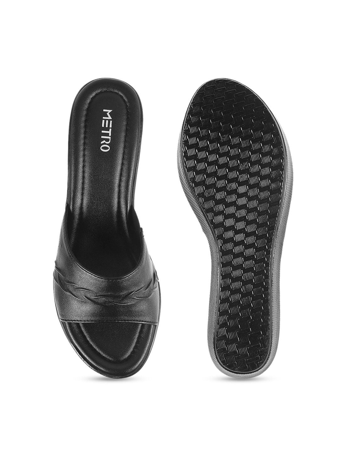 Metro Textured Open Toe Wedge Heels