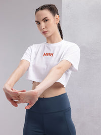 HRX by Hrithik Roshan Brand Logo Printed Training Crop T-shirt