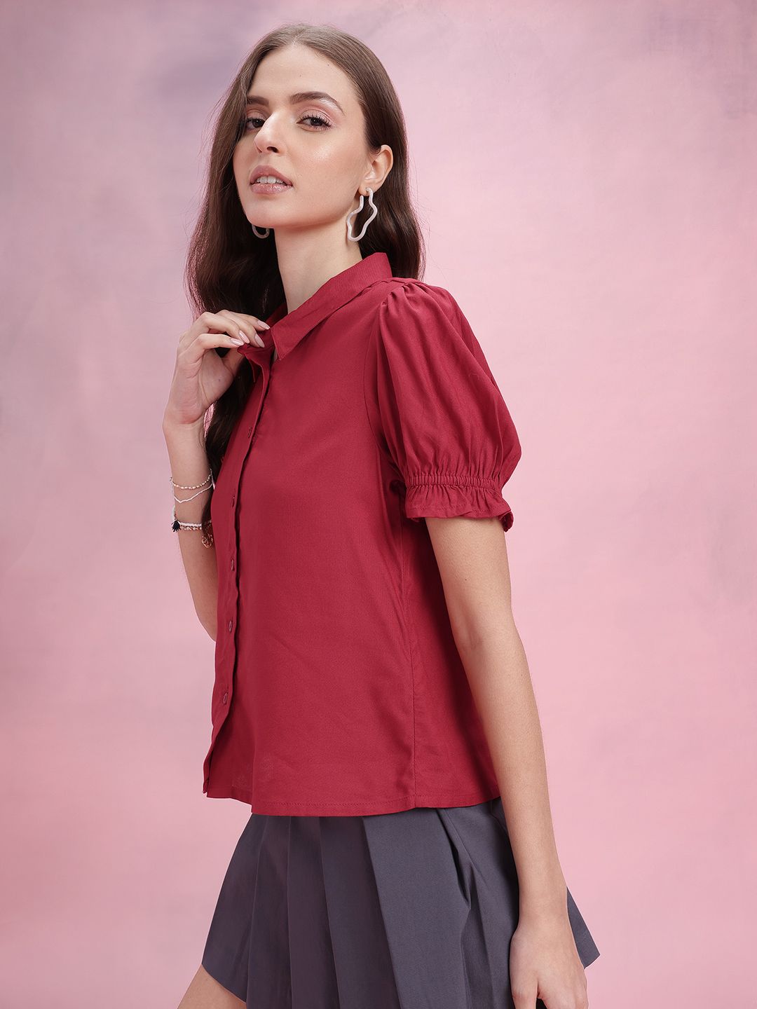 DressBerry Puff Sleeves Casual Shirt
