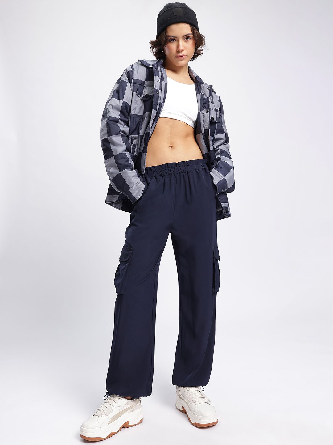DressBerry Women Elevated Essentials Toggled Cargo Track Pant