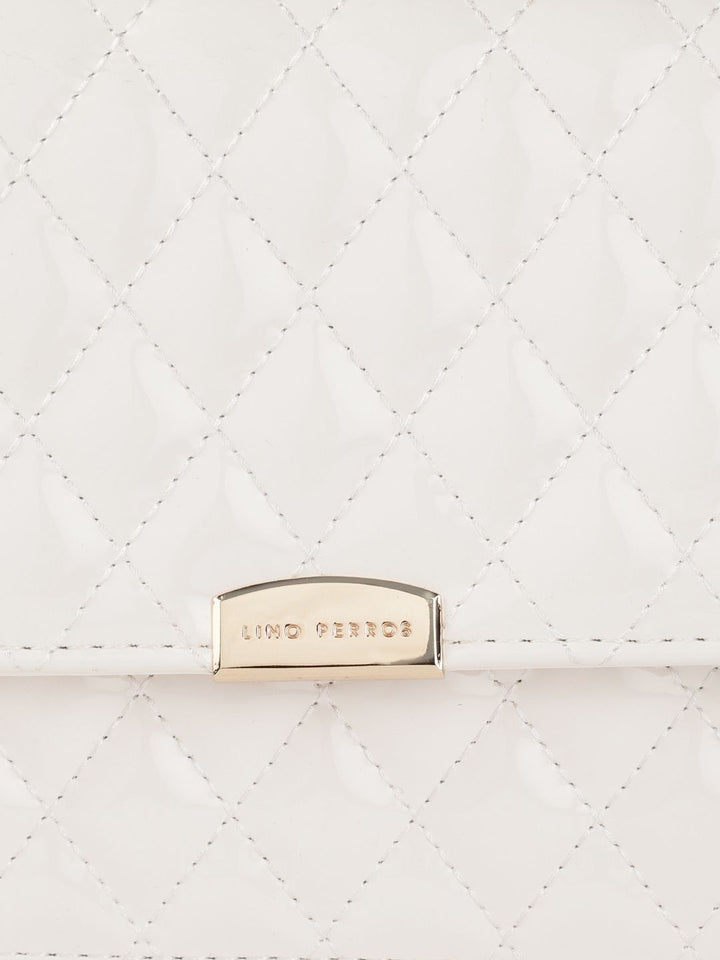 Lino Perros Women White Quilted Structured Shoulder Bag