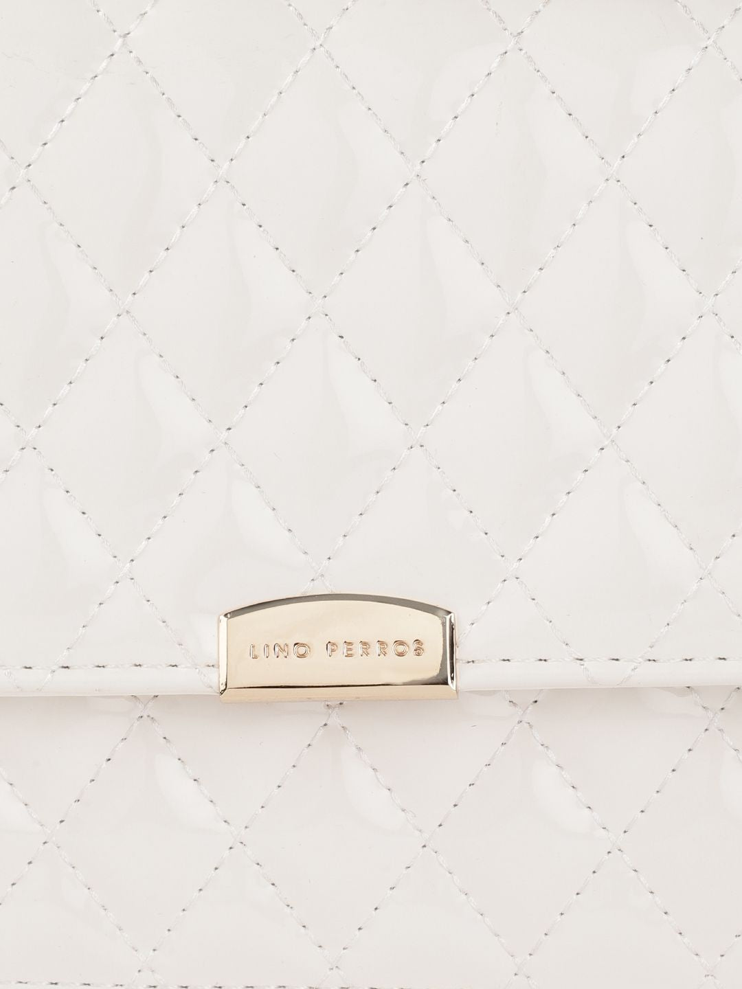 Lino Perros Women White Quilted Structured Shoulder Bag