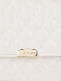 Lino Perros Women White Quilted Structured Shoulder Bag