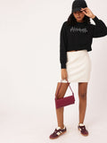 DressBerry Printed Cotton Terry Boxy Fit Crop Sweatshirt