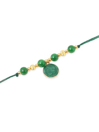 NVR Unisex Set of 3 Artificial Beads Thread Rakhi with Roli Chawal Chandan Mishri