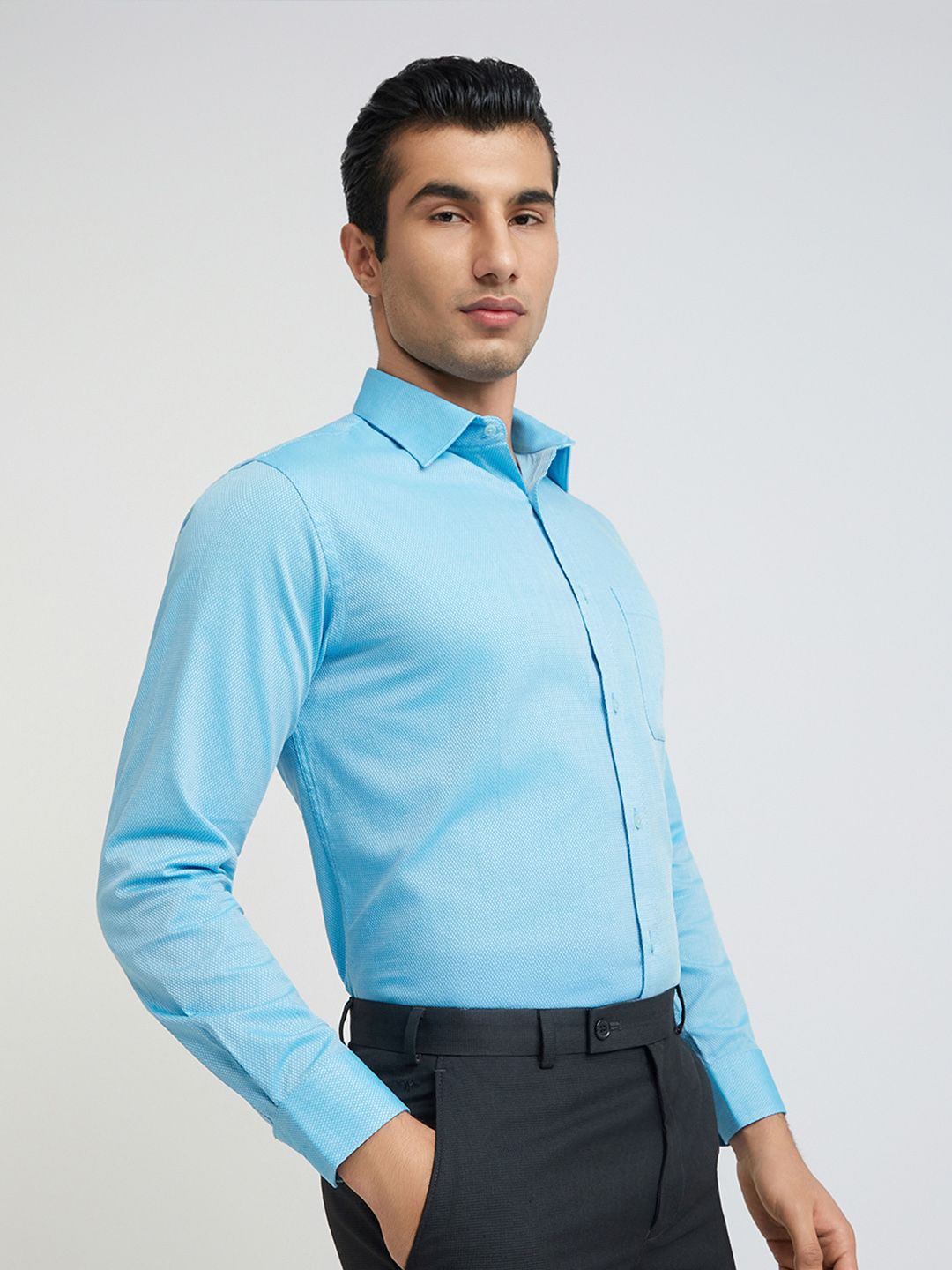 Raymond Textured Pure Cotton Slim Fit Formal Shirt