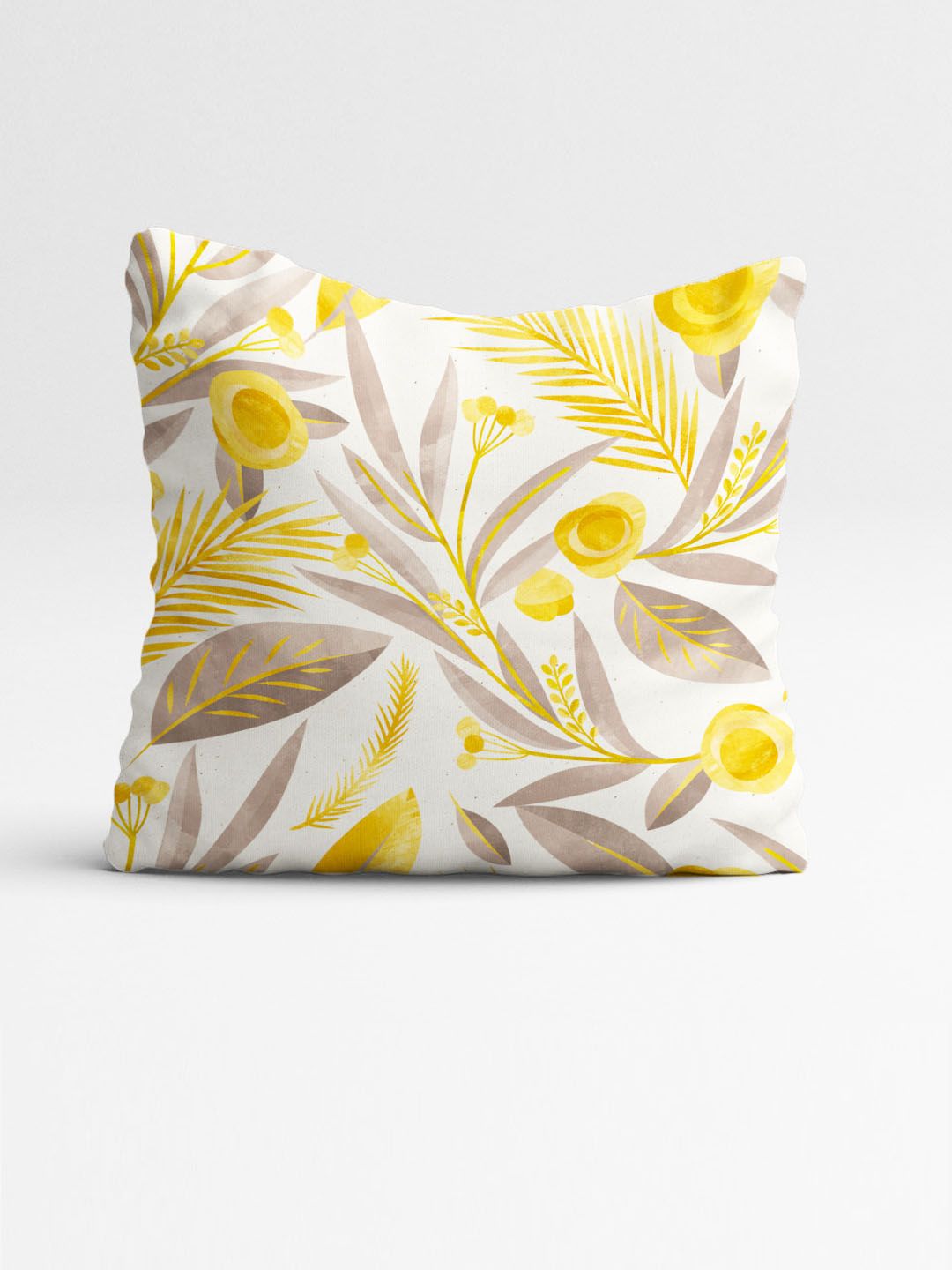 STITCHNEST Grey & White Set of 5 Floral Square Cushion Covers