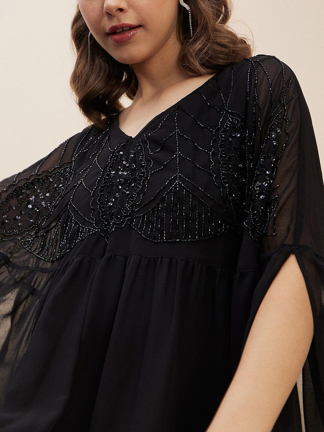 Antheaa Embellished V-Neck Top & Trousers