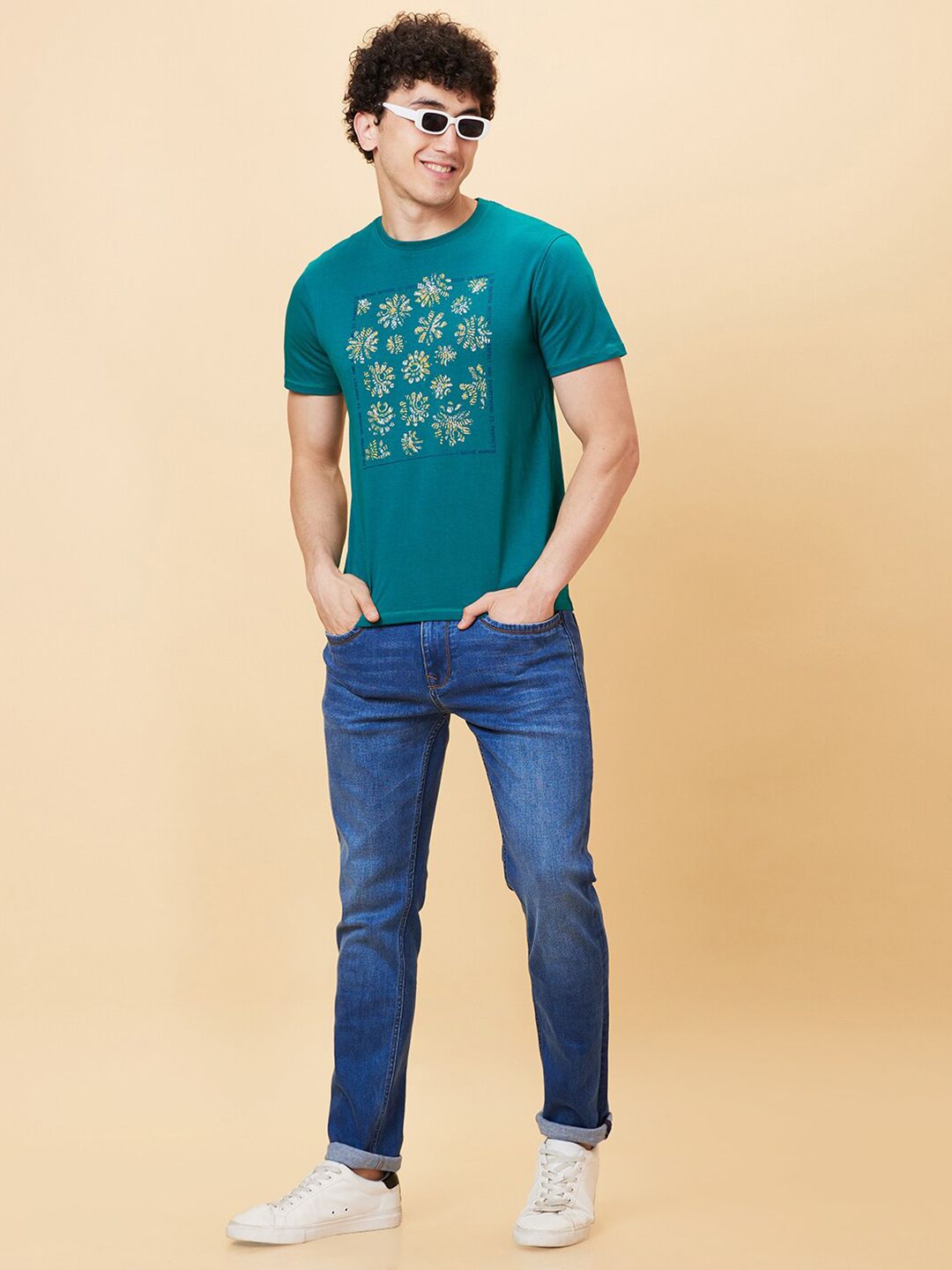Being Human Floral Printed Round Neck Short Sleeves Slim Fit T-shirt