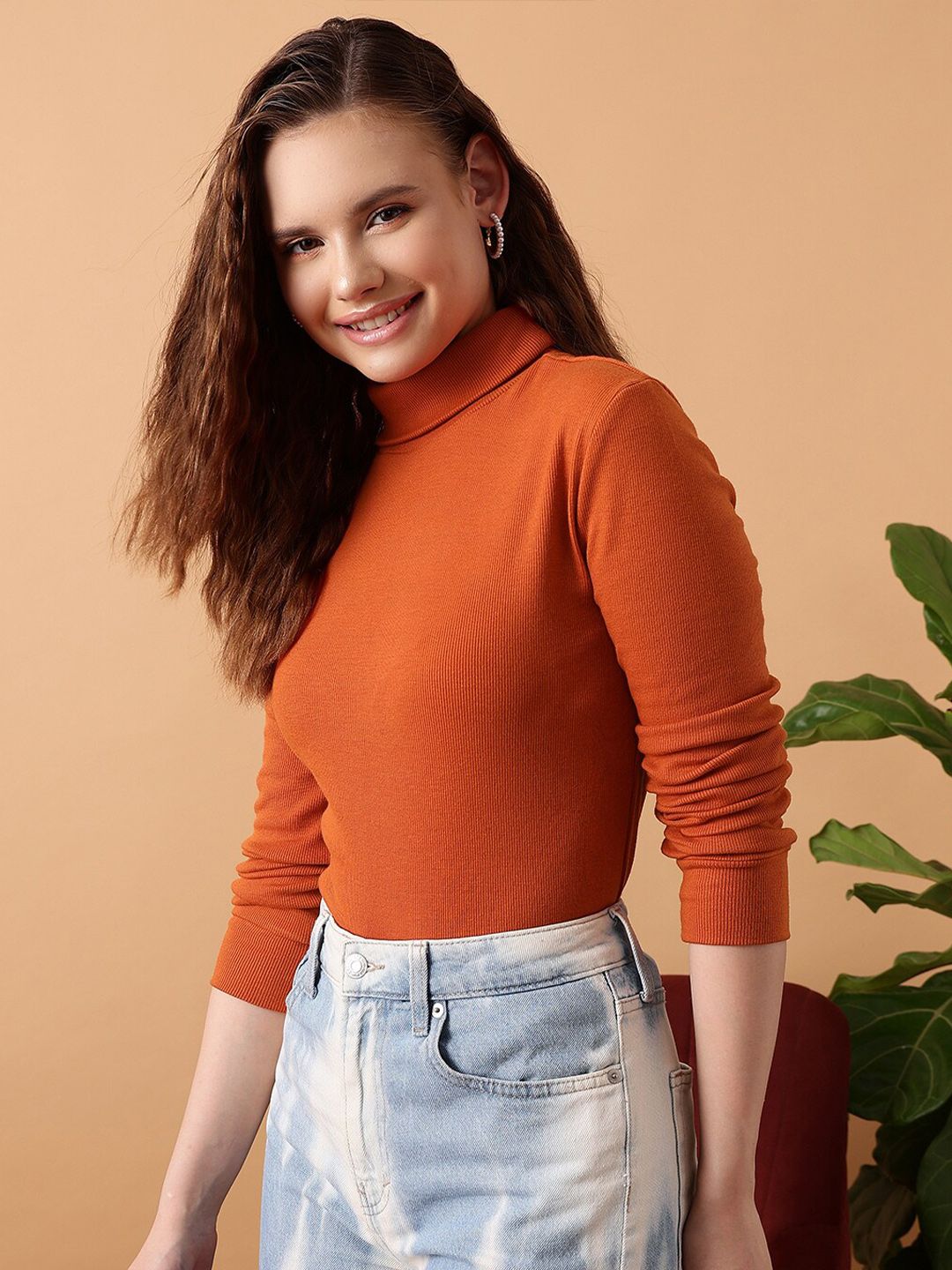 STREET 9 Turtle Neck Pure Cotton Fitted Top