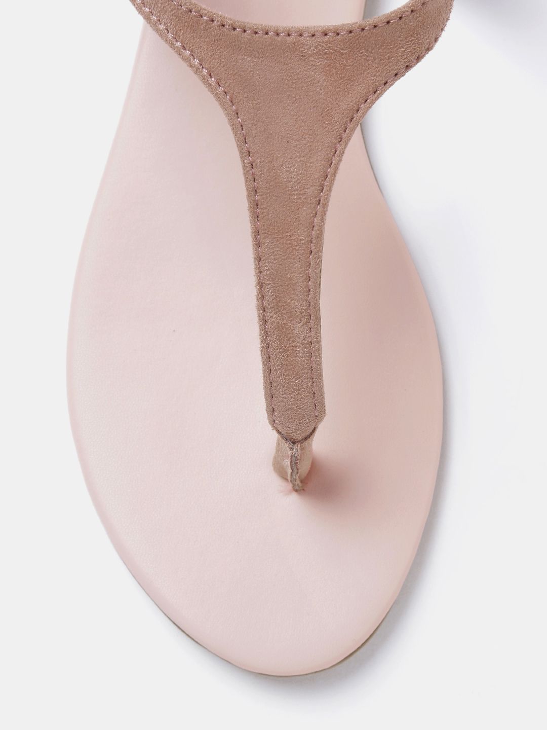 DressBerry Women Dusty Pink Solid T-Strap Flats