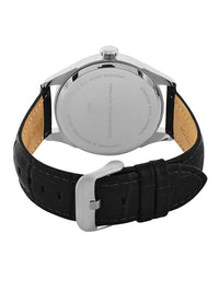 French Connection Men Silver-Toned Dial & Black Leather Straps Analogue Watch FCP31L