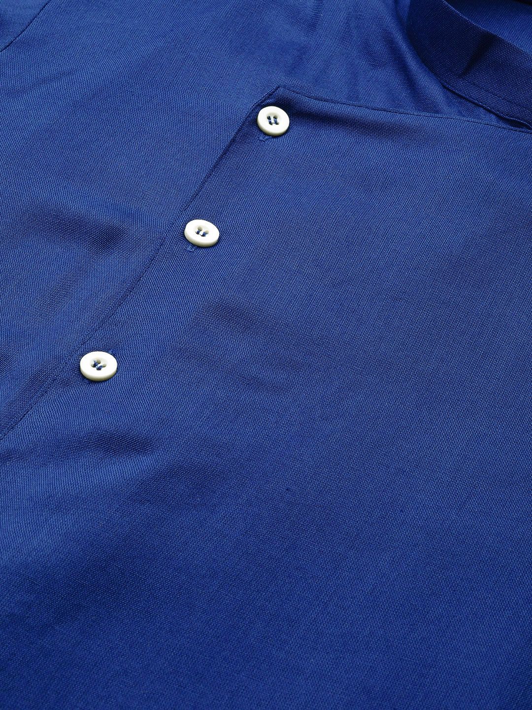 SOJANYA Lelaki Biru Solid Kurta Lurus