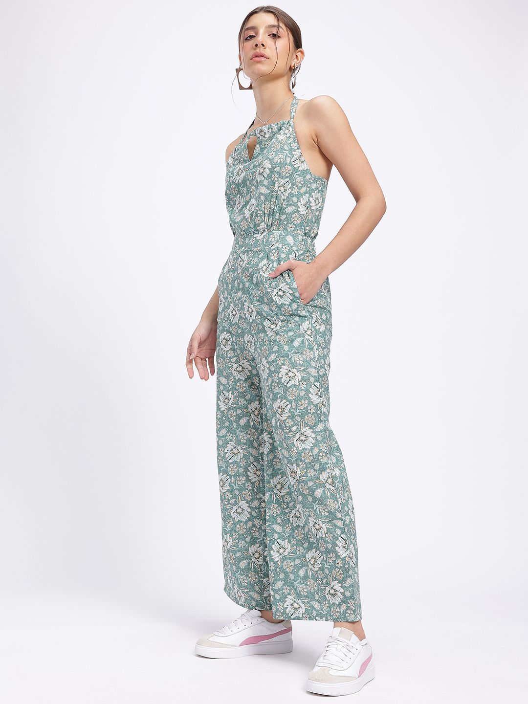 DressBerry Floral Glam Halter Neck Basic Jumpsuit
