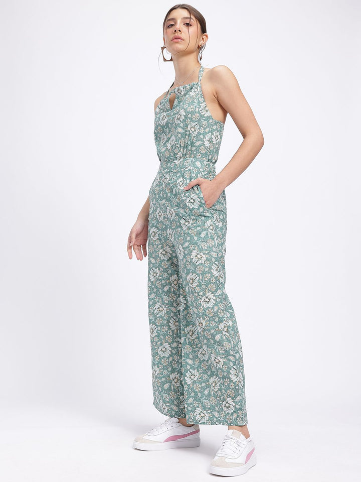 DressBerry Floral Glam Halter Neck Basic Jumpsuit