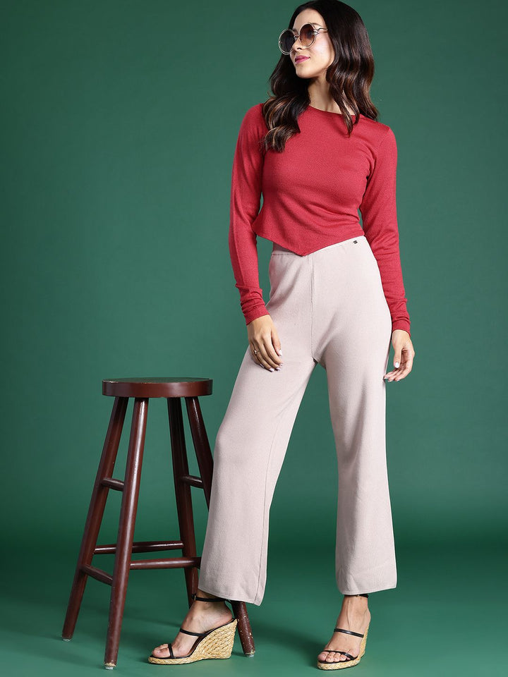 DressBerry Solid Pointed Hem Acrylic Pullover