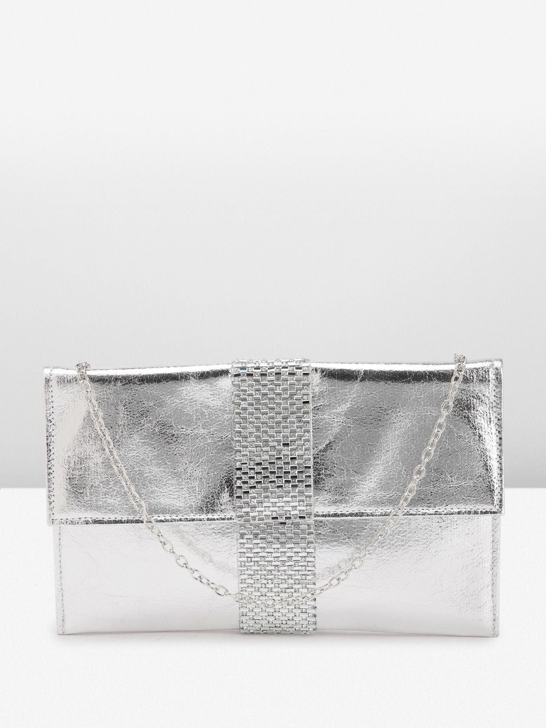 Anouk Abstract Textured Embellished Envelope Clutch