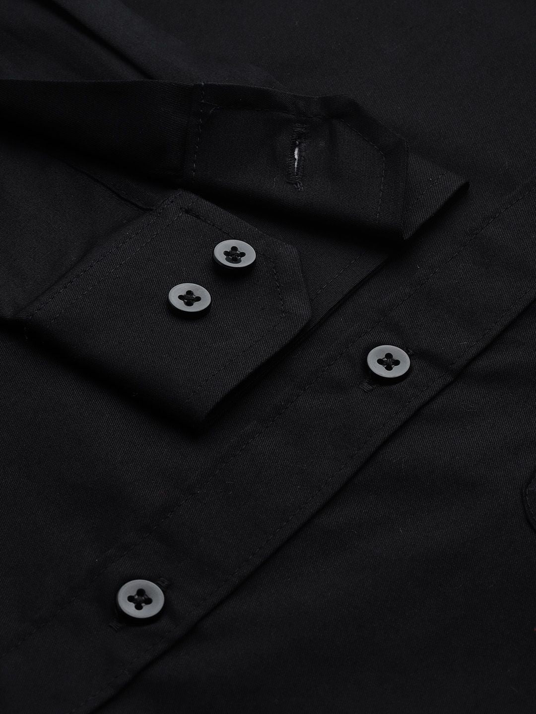DENNISON Men Black Smart Slim Fit Solid Water & Stain Repellent Casual Shirt