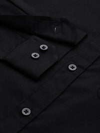 DENNISON Men Black Smart Slim Fit Solid Water & Stain Repellent Casual Shirt