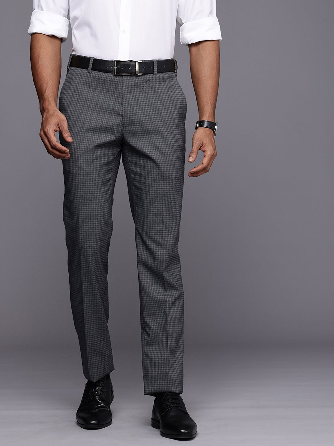 Raymond Men Checked Slim Fit Trousers