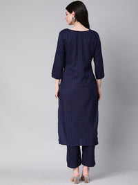 KALINI Striped Round Neck Kurta with Trousers