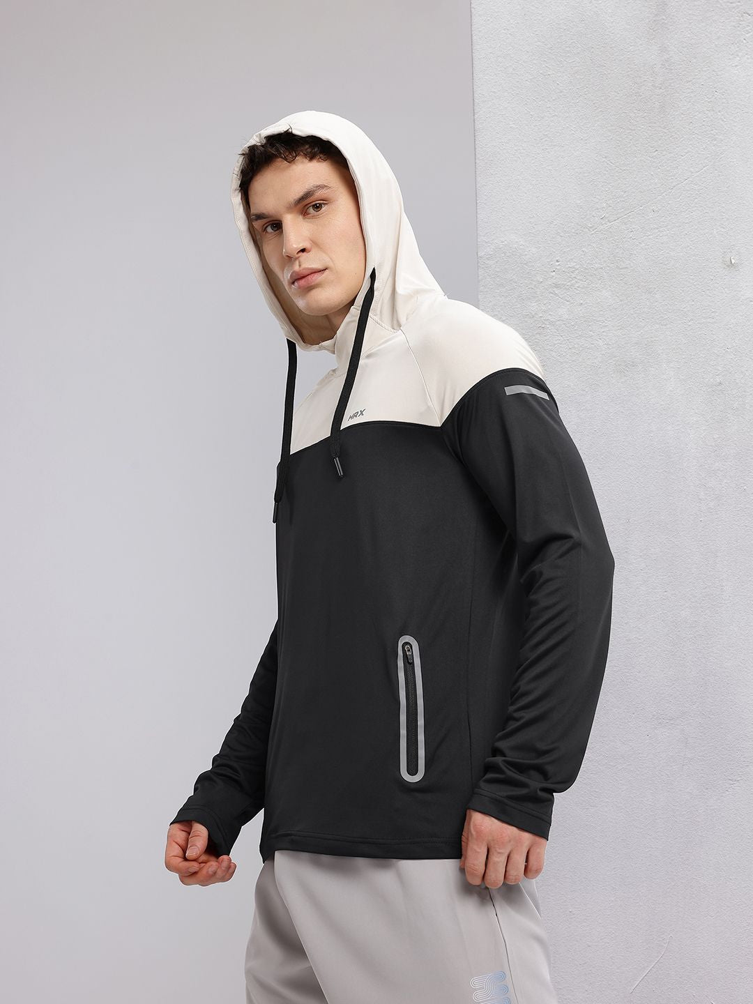 HRX by Hrithik Roshan Colourblocked Hooded Rapid-Dry Running T-shirt