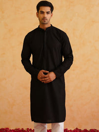 SOJANYA Geometric Embroidered Mandarin Collar Thread Work Pure Cotton Straight Kurta