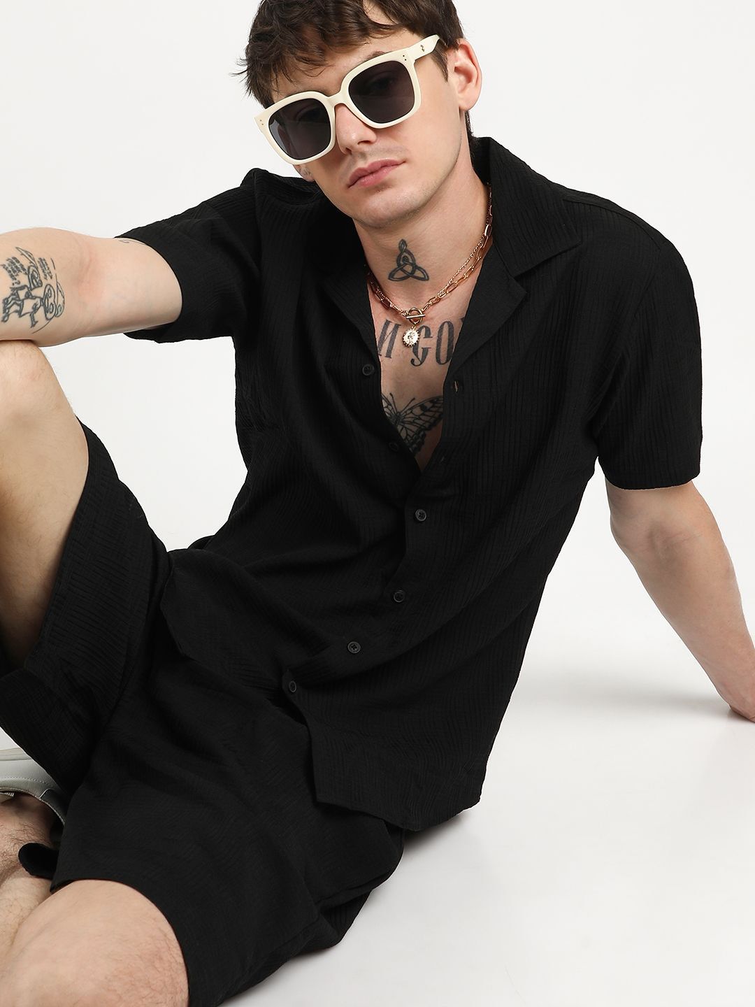 Kampus Sutra Shirt Collar Neck Shirt & Shared Shorts Co-Ords