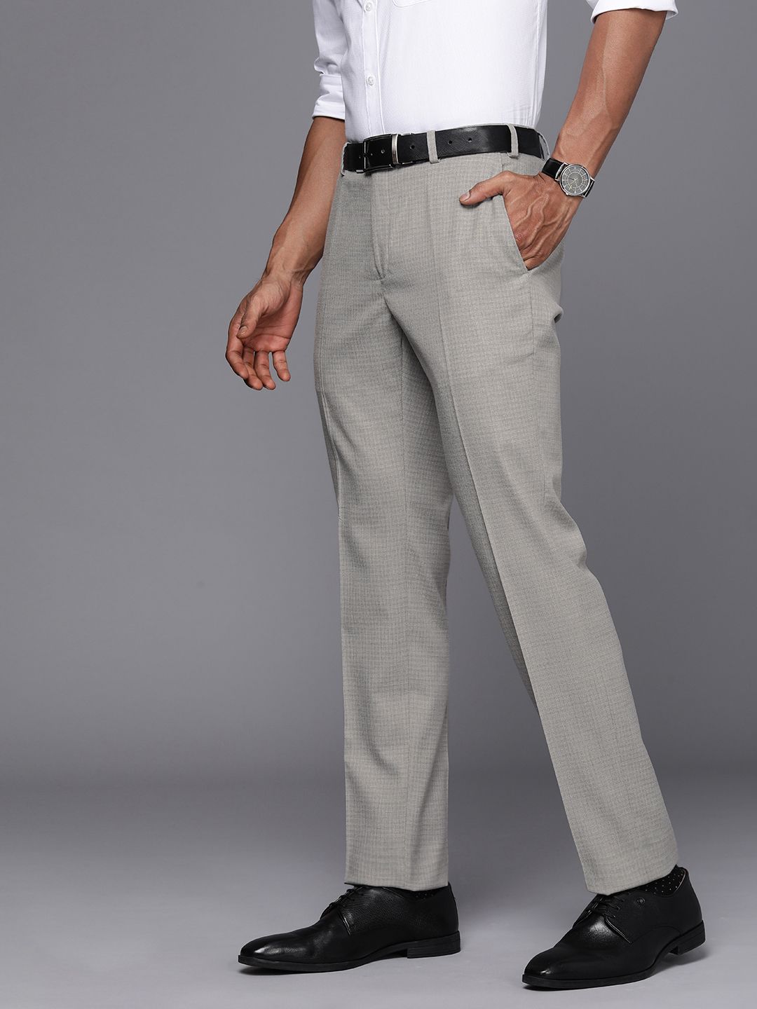 Raymond Men Checked Slim Fit Formal Trousers