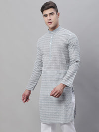 SOJANYA Thread Work Mandarin Collar Pure Cotton Kurta